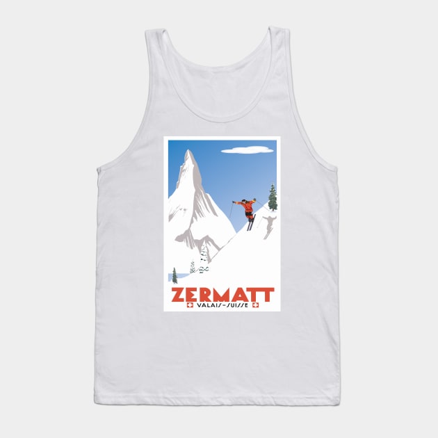 Zermatt, Valais, Switzerland,Ski Poster Tank Top by BokeeLee